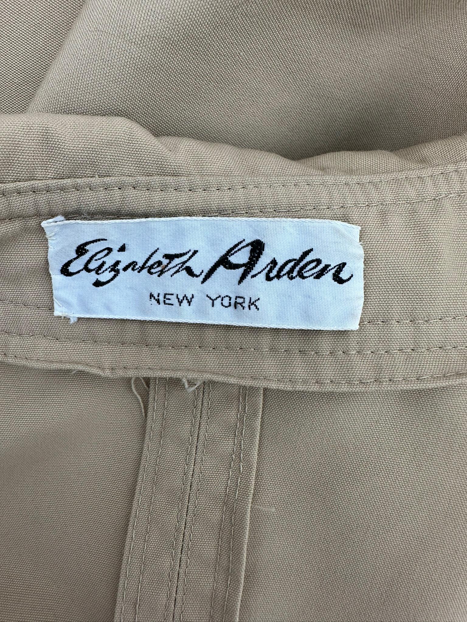 Elizabeth Arden Khaki Poplin Rain Cape Peter Pan Collar Arm Openings OSFM 1960s For Sale 8