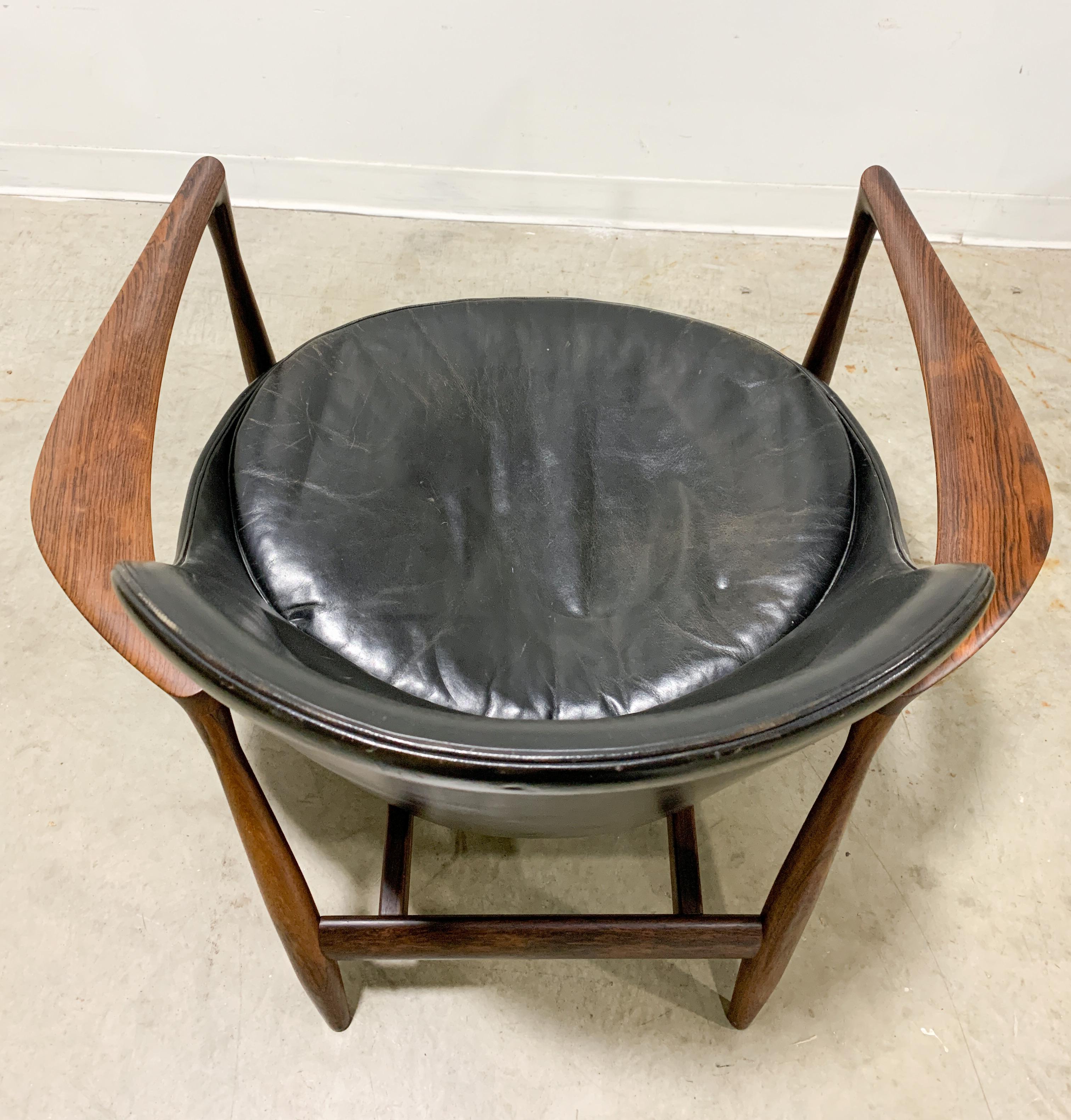 Mid-Century Modern Elizabeth Armchair by Kofod Larsen in Rosewood and Leather