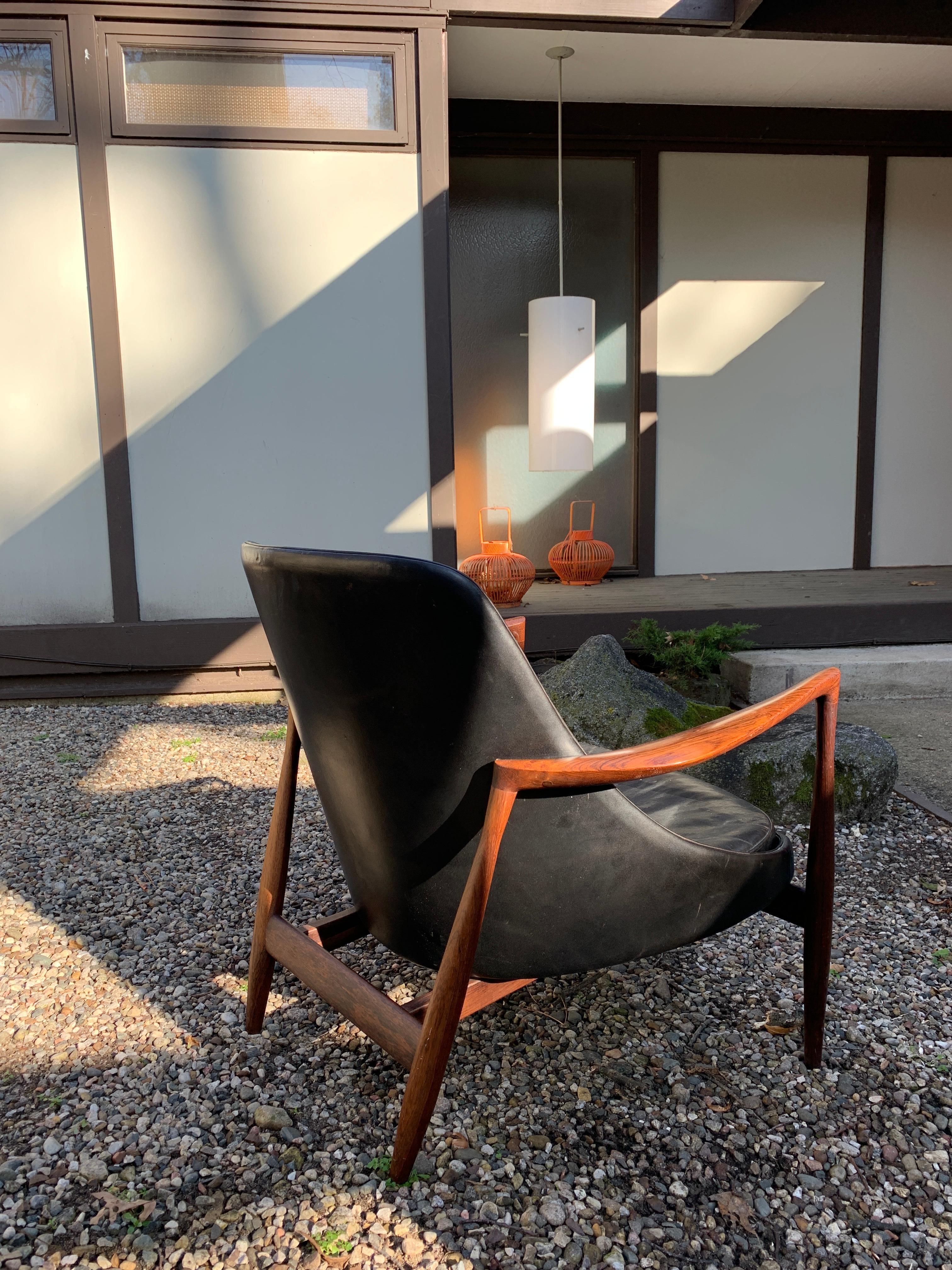 Elizabeth Armchair by Kofod Larsen in Rosewood and Leather 1