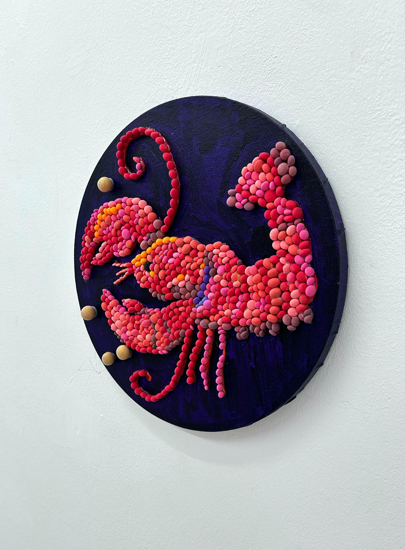 Peinture murale sculpturale Pop Art en mosaïque 3D « Aragosta » d'Elizabeth Art Candy en vente 1