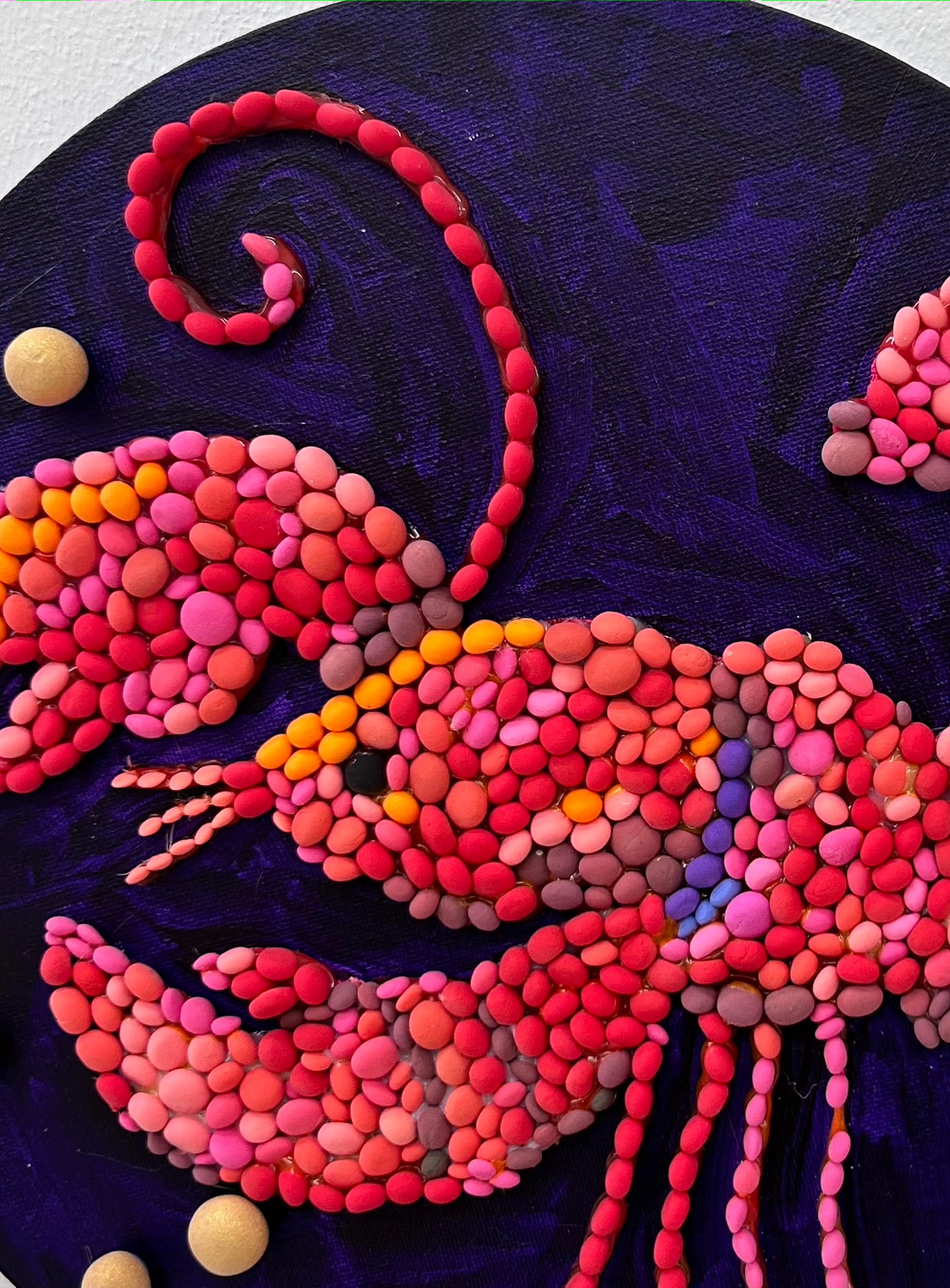 Peinture murale sculpturale Pop Art en mosaïque 3D « Aragosta » d'Elizabeth Art Candy en vente 2