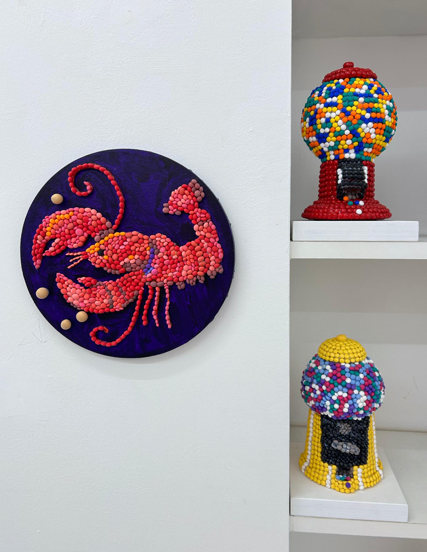 Peinture murale sculpturale Pop Art en mosaïque 3D « Aragosta » d'Elizabeth Art Candy en vente 4