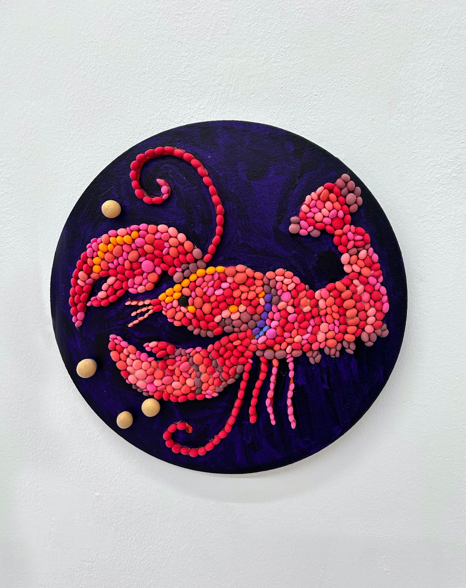 Peinture murale sculpturale Pop Art en mosaïque 3D « Aragosta » d'Elizabeth Art Candy en vente 6