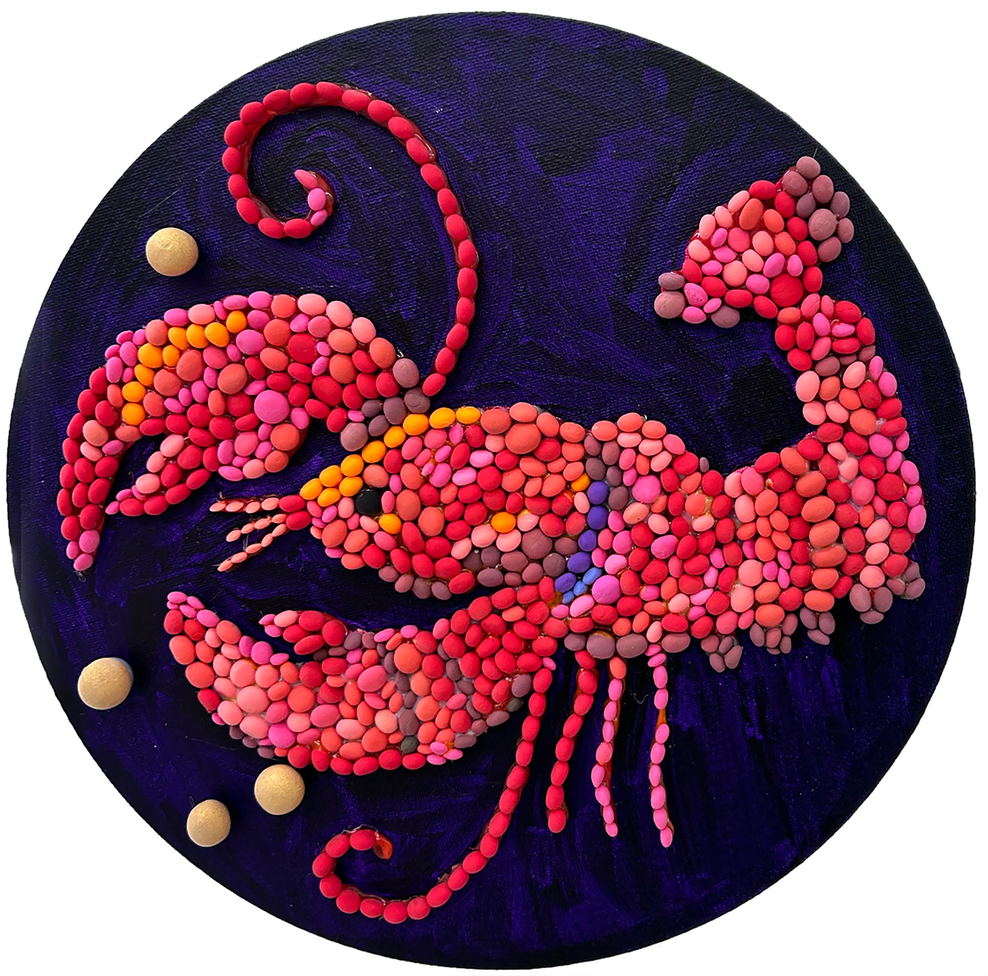 Pittura murale scultorea a mosaico Pop Art 3D - "Aragosta" di Elizabeth Art Candy