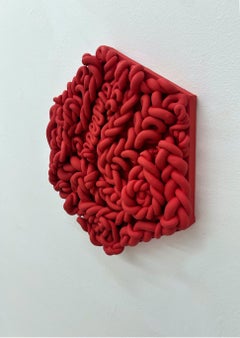 Fake Marshmallow Series.  "Red". Vibrant Contemporary Pop Art Sculpture in Clay
