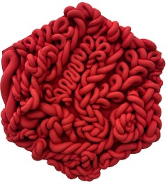 Serie Malvavisco Falso.  "Rojo". Vibrante Escultura Contemporánea Pop Art de Arcilla