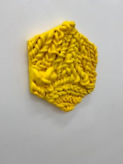 "Lemon". Sculptural Hexagonal Wall Art in Clay from Fake Marshmallow Series