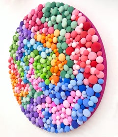 Circular Multicolor Clay Sphere Wall Relief Geometric Pop Abstract Sculpture