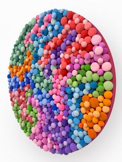 Circular Multicolor Clay Wall Relief with Chromatic and Spheric Constellations