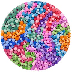 Circular Multicolor Clay Wall Relief with Chromatic and Spheric Constellations