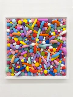 Play, Colorful Geometric Polymer Clay Wall Relief Abstract Pop Art Composition