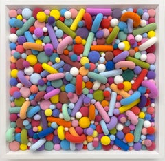 Colorful Geometric Polymer Clay Wall Relief Abstract Pop Art Composition