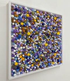 Framed Contemporary Candy Mosaic Wall Sculpture Clay Bubble Relief Pop Art Panel