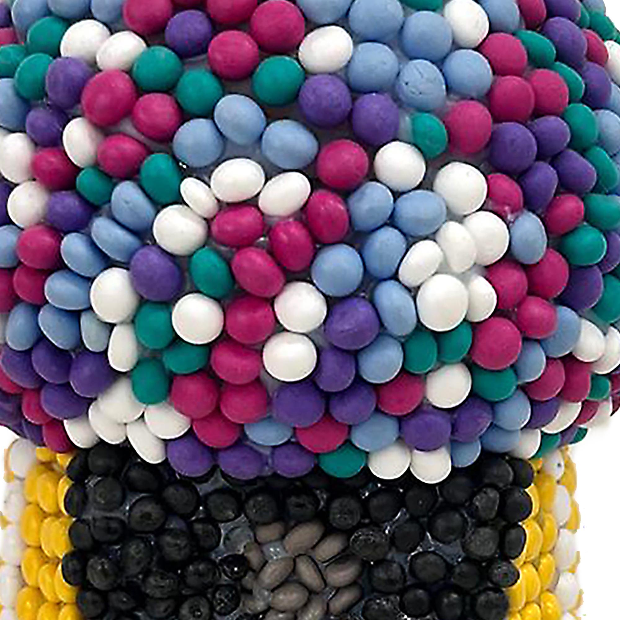 Hand-Sculpted 3D Candy Mosaic Sculpture – Retro Gumball Machine in Yellow Clay For Sale 5