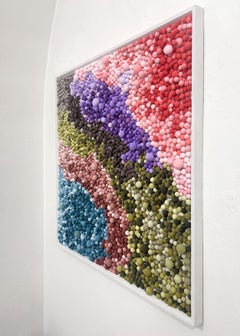 Large Abstract Bubble Wall Sculpture in Hand Molded Clay 3D Mosaic Panel