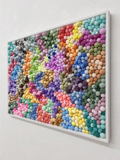 Large Multicolor Relief Wall Sculpture Abstract Mosaic in Clay on Framed Panel