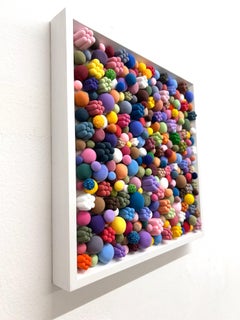 Multicolor 3D Floral-Inspired Wall Sculpture Mosaic of Spherical Floral Forms