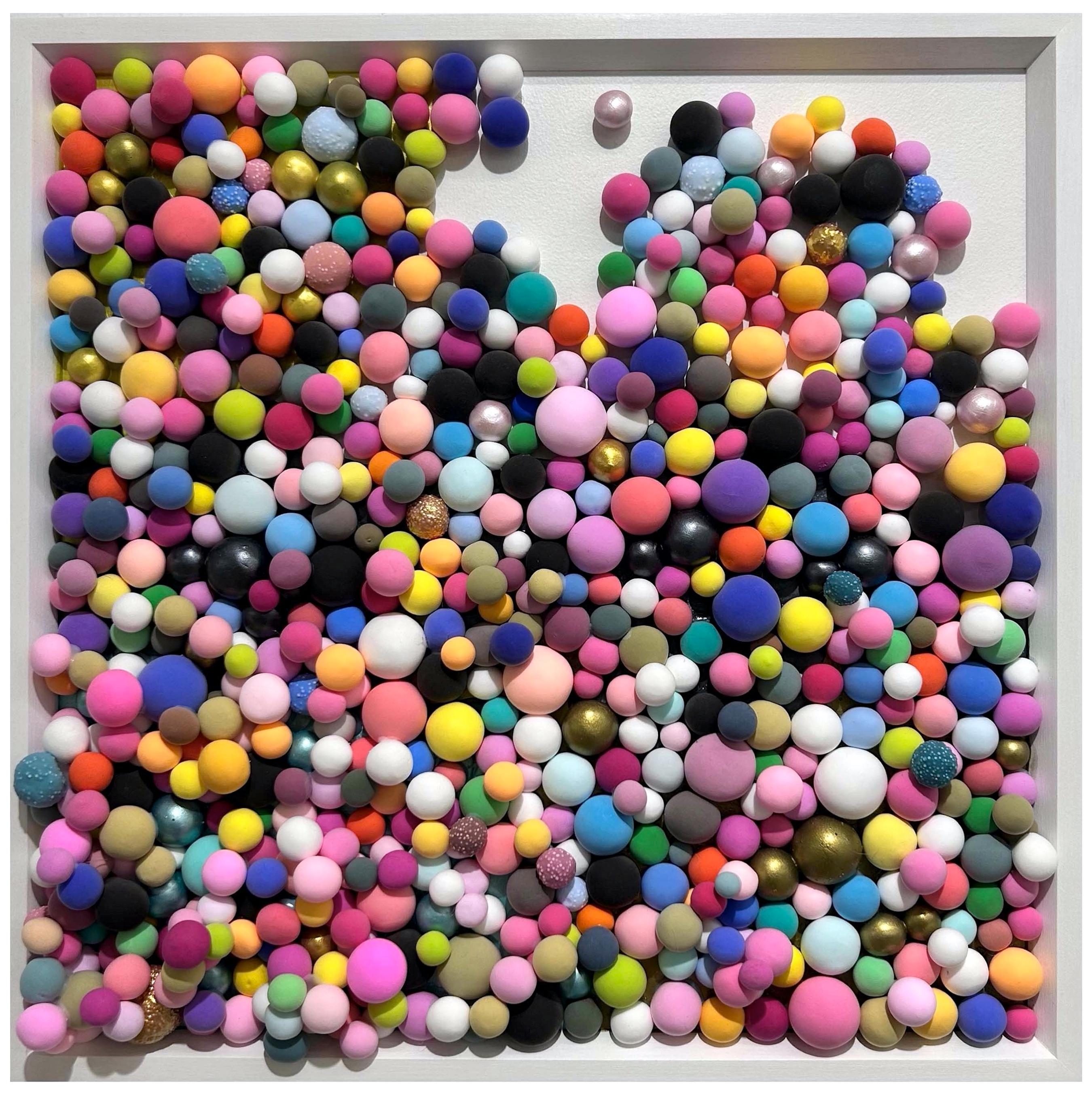 Multicolor 3D Pop Abstract Relief in Clay and Candy-Inspired Wall Sculpture