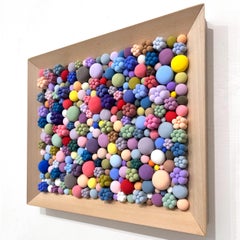 Sculpture en relief en mosaïque d'argile abstraite naturelle avec formes botaniques Art mural