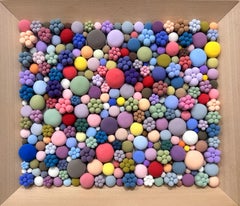 Sculpture en relief en mosaïque d'argile abstraite naturelle avec formes botaniques Art mural