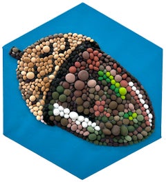Sculpture en mosaïque d'argile Pop Art 3D inspirée de la Nature, dans des tons terreux. "Ghianda".  .