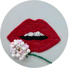 Escultura Pop Art Mosaico 3D sobre Lienzo Circular- "Lipse" por Elizabeth Art Candy