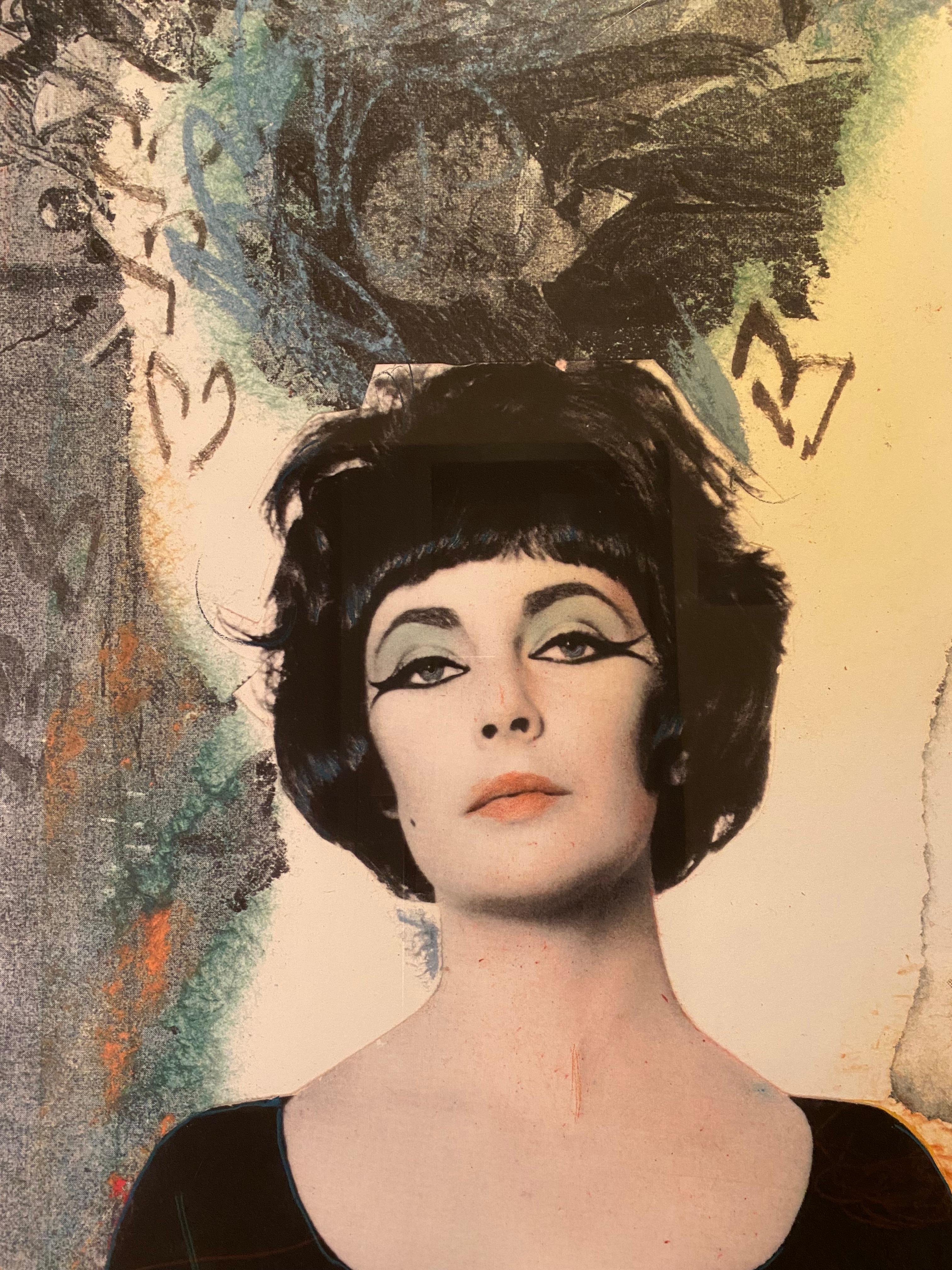 CLEOPATRA 

A photographic color iris print with collage aspect created in December 0f 1995
“Cleopatra”, a unique art piece celebrates three Icons:  

Elizabeth Taylor, Bert Stern and Michael Vollbracht.  These Icons of their professions capture the