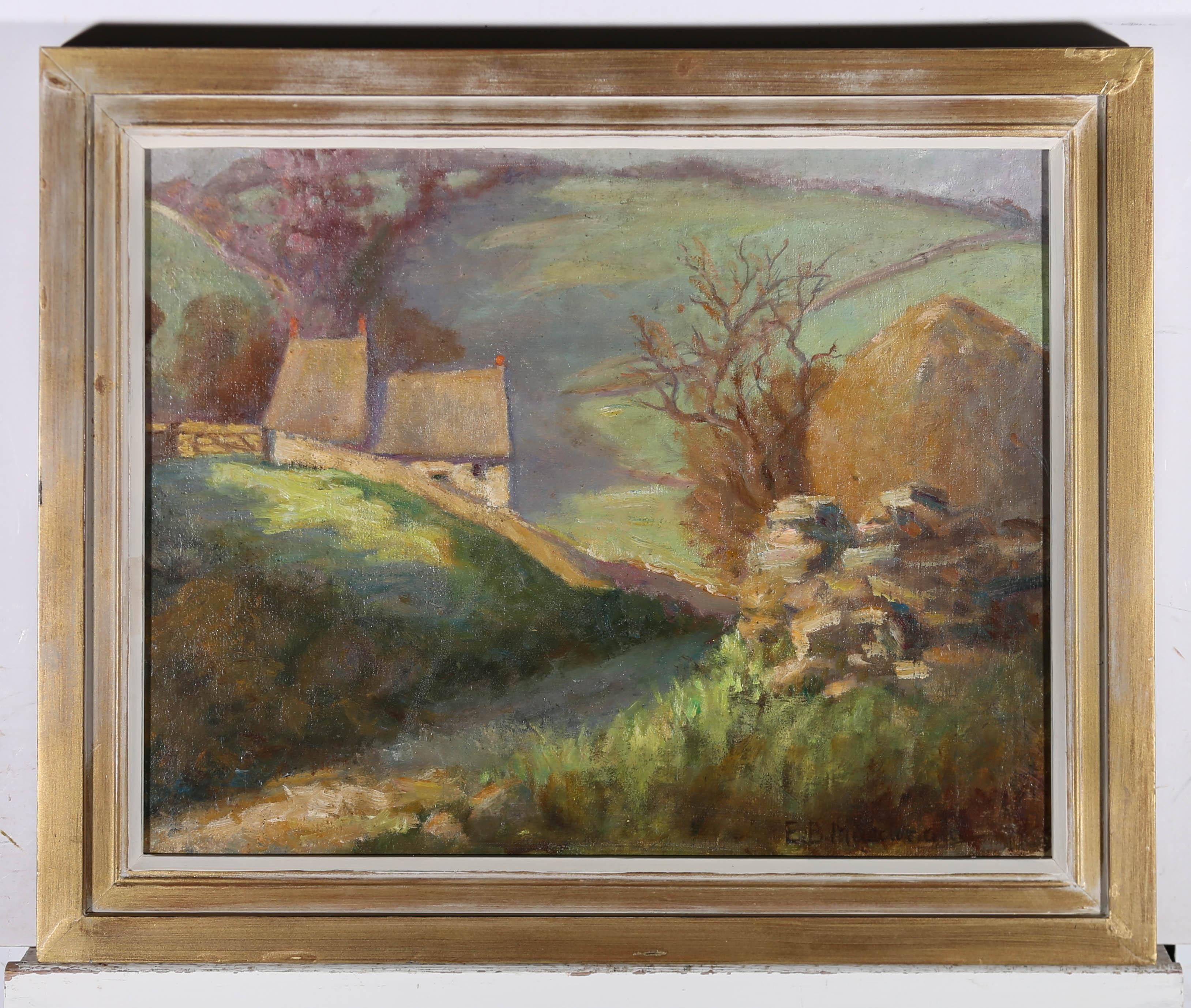 Elizabeth B. MacDonald – Impressionistisches Ölgemälde, Spring Cottage, Mitte des 20. Jahrhunderts im Angebot 2