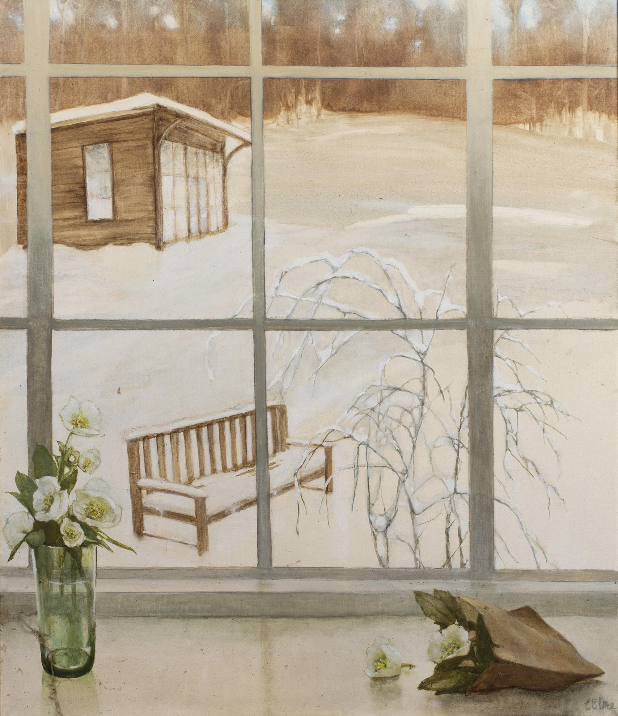 Elizabeth Barlas Uré Landscape Painting - The Garden in Winter, Foxholes Westfields, Princes Risborough, UK