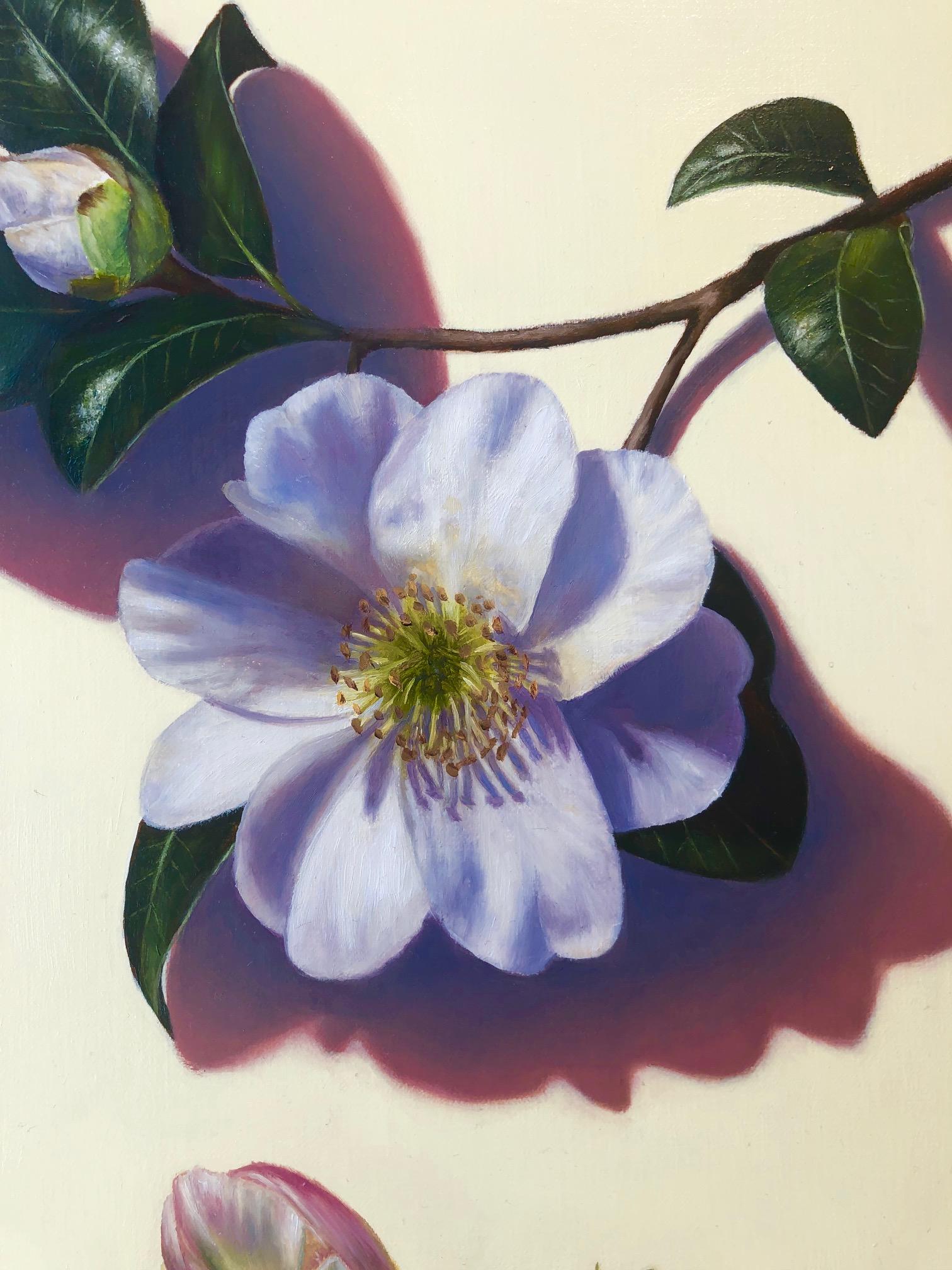Beauty Above Me, Beauty Below Me / garden portrait lemon & magnolia - Contemporary Painting by Elizabeth Barlow