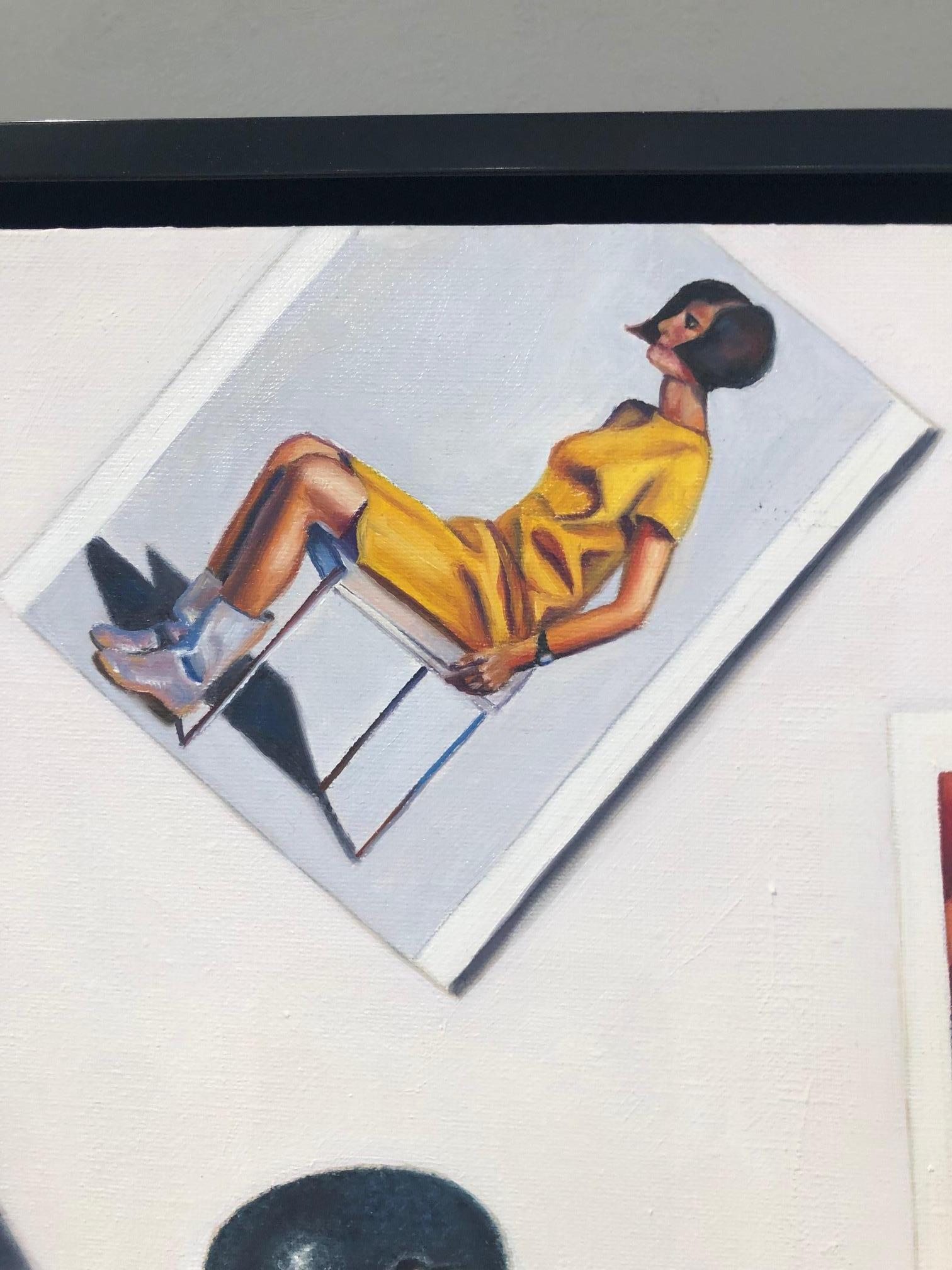 Ritratto di signora / olio su lino - Ritratto di natura morta femminile del Realismo Pop in vendita 4