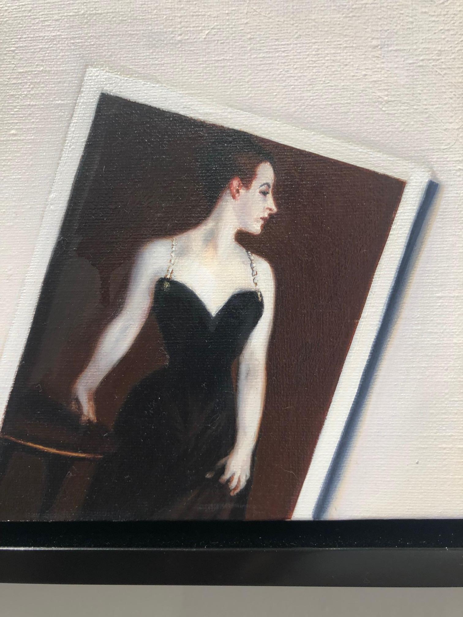 Portrait d'une femme / huile sur lin - Portrait de nature morte féminine Pop Realism en vente 7