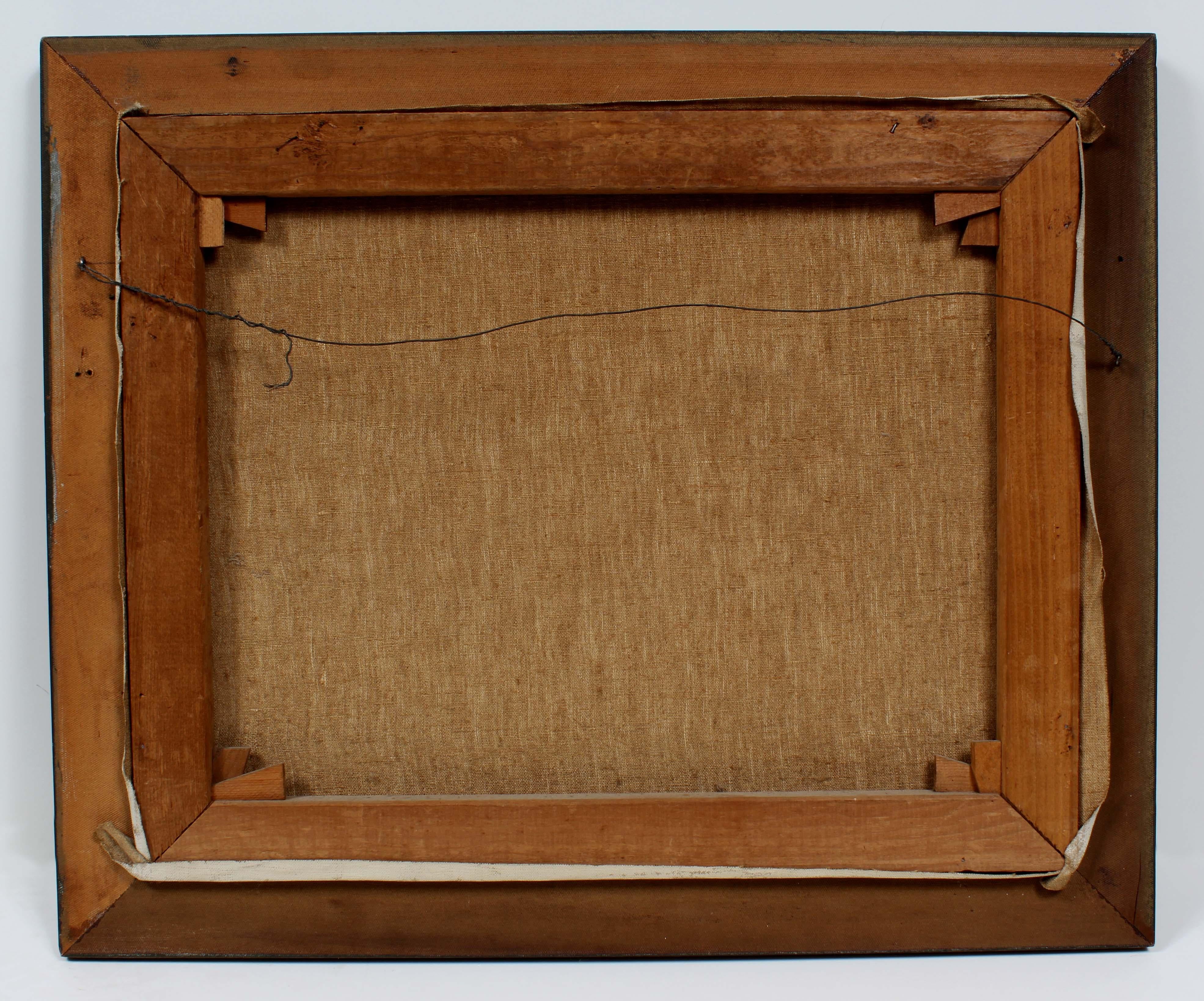 Antiguo Óleo Americano Enmarcado Carrera de Caballos Elizabeth Bell Árabe Moteado en venta 4