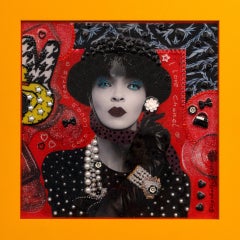 Coco Love Pearls - modern mix media crystal collage artwork portraiture pop art