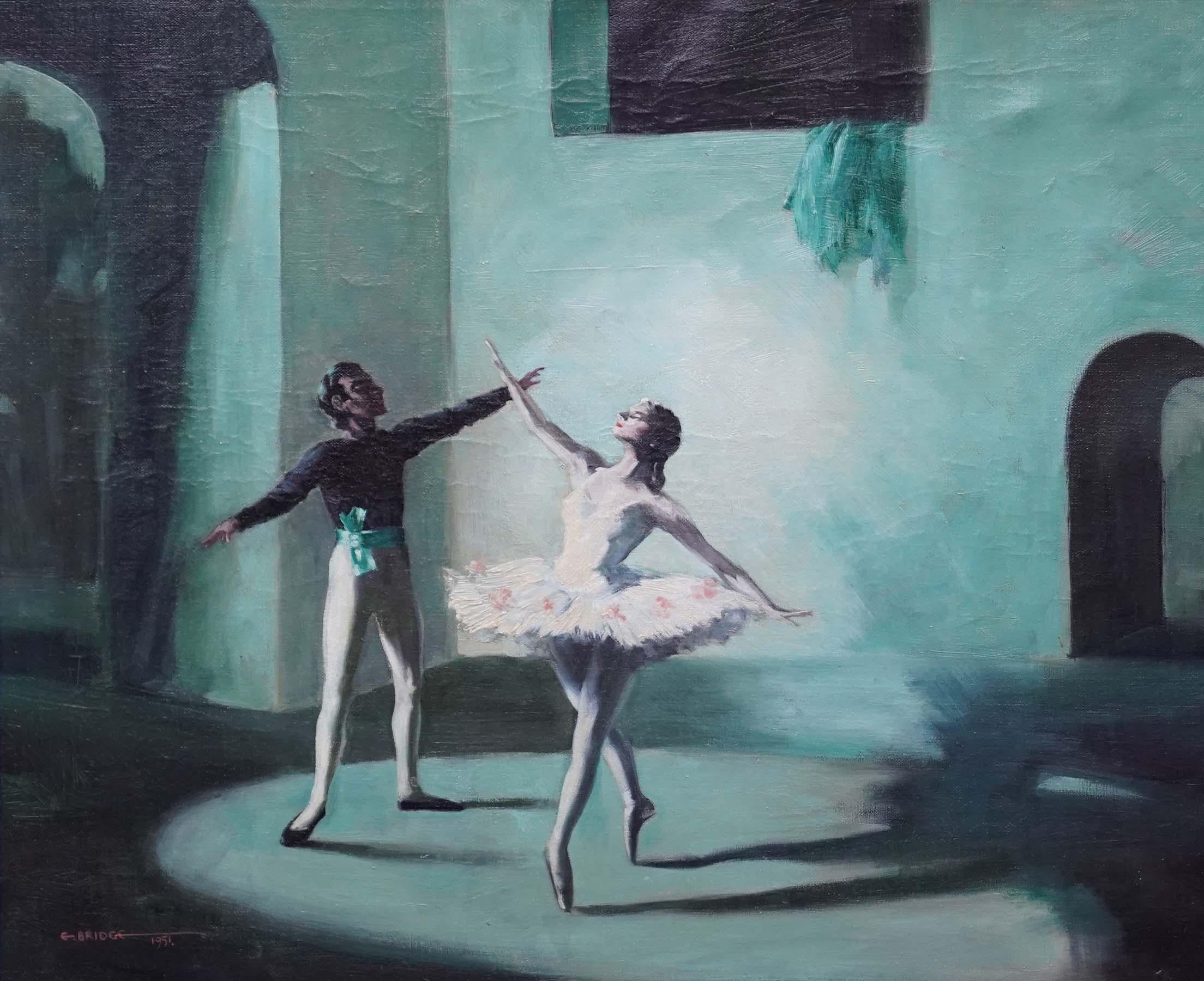 Ballerine Pas de Deux - Balletto britannico anni '50 ballerine arte pittura ad olio Danza in vendita 6