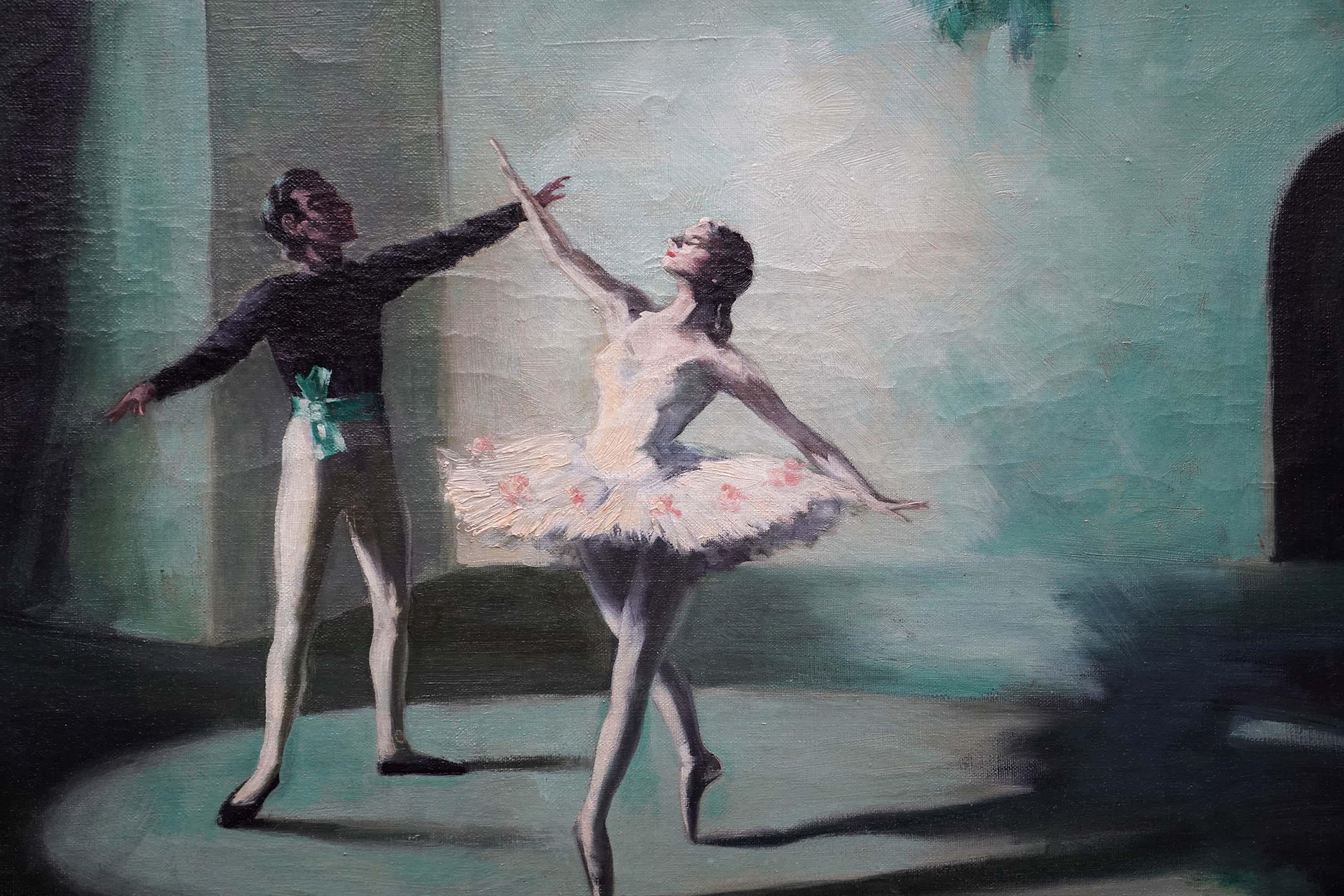 Ballerine Pas de Deux - Balletto britannico anni '50 ballerine arte pittura ad olio Danza - Painting Realismo di Elizabeth Bridge