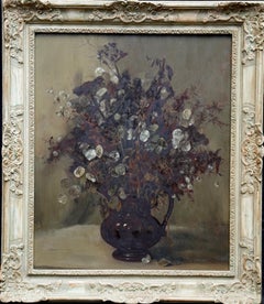 Floral Still Life Promise of Life - British fifties exh flower art oil painting