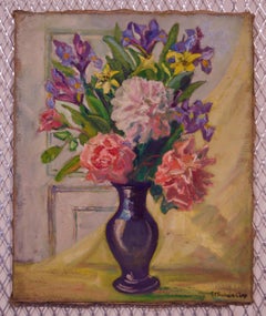 Still Life Flowers - Early 20th Century Oil on Canvas by E C Fisher Clay