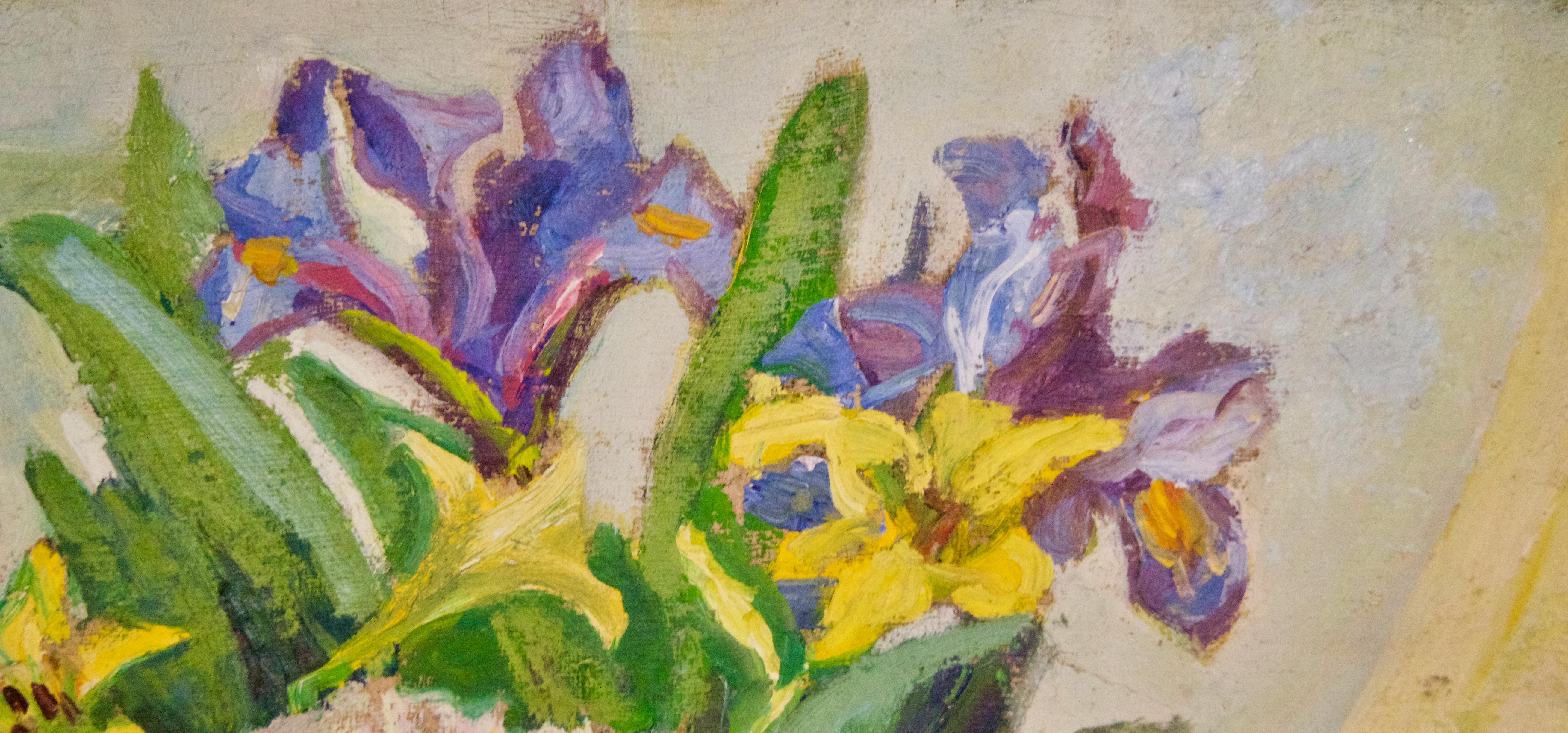 Blumenstillleben des frühen 20. Jahrhunderts, Öl auf Leinwand von E. C. Fisher Clay (Post-Impressionismus), Painting, von Elizabeth Campbell Fisher Clay