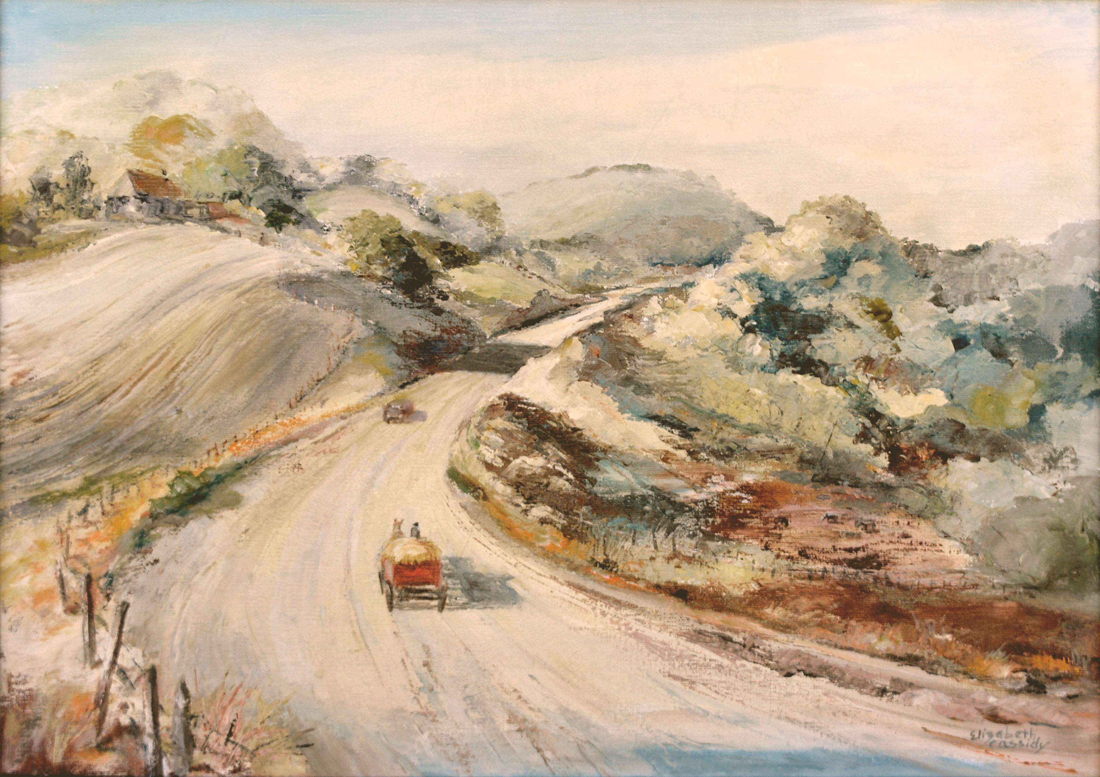 Paisaje de colinas californianas de mediados de siglo -- En una carretera de Gold Country - Painting de Elizabeth Cassidy