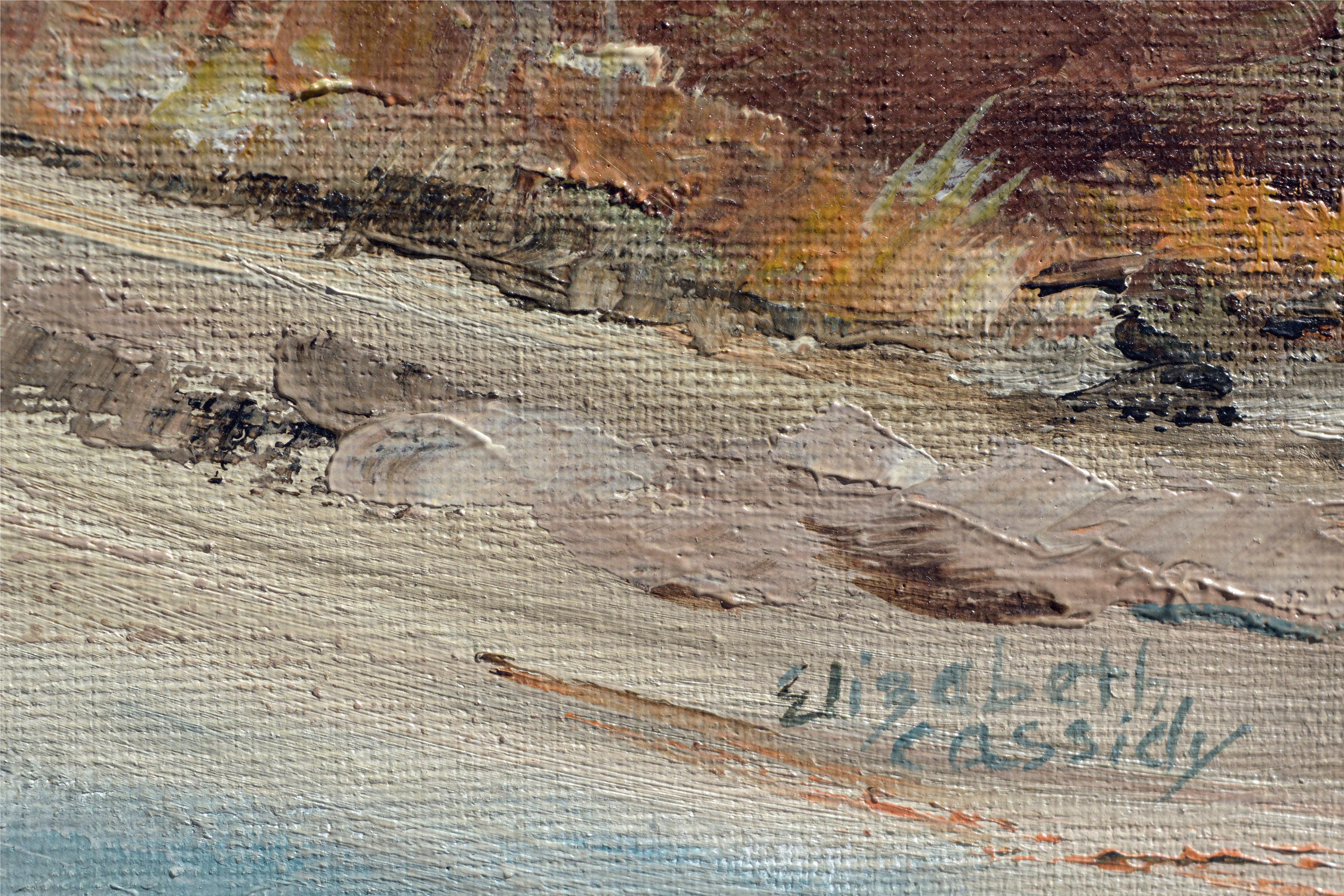 Paisaje de colinas californianas de mediados de siglo -- En una carretera de Gold Country - Figurative Painting Beige de Elizabeth Cassidy