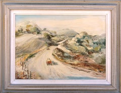 Paysage de collines de Californie du milieu du siècle - Sur une route de campagne dorée