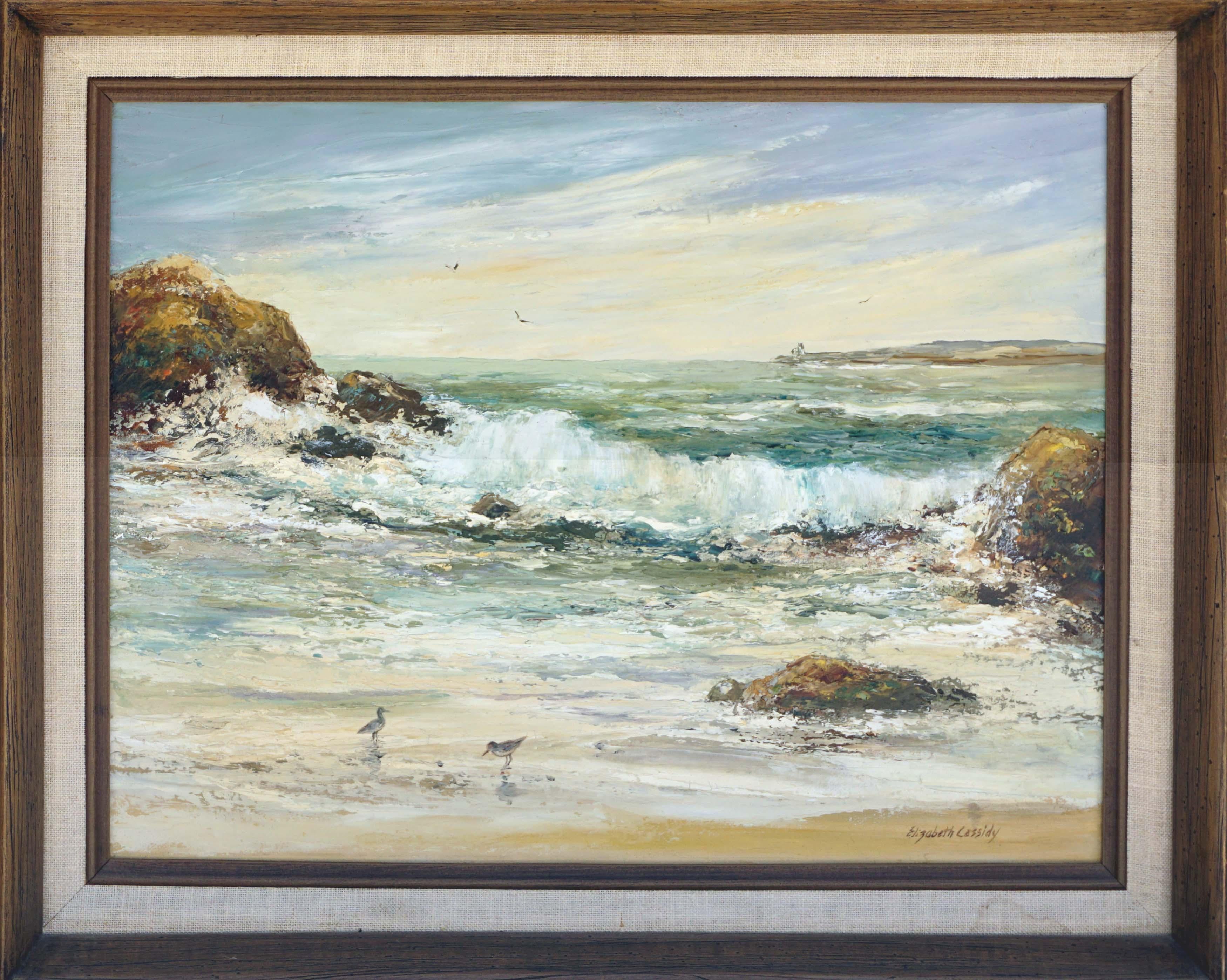 Elizabeth Cassidy Figurative Painting - Mid Century Seascape -- Incoming Tide 