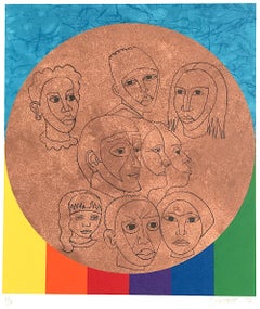 ALL THE PEOPLE Signed Lithograph, For My People-Margaret Walker, Rainbow Faces