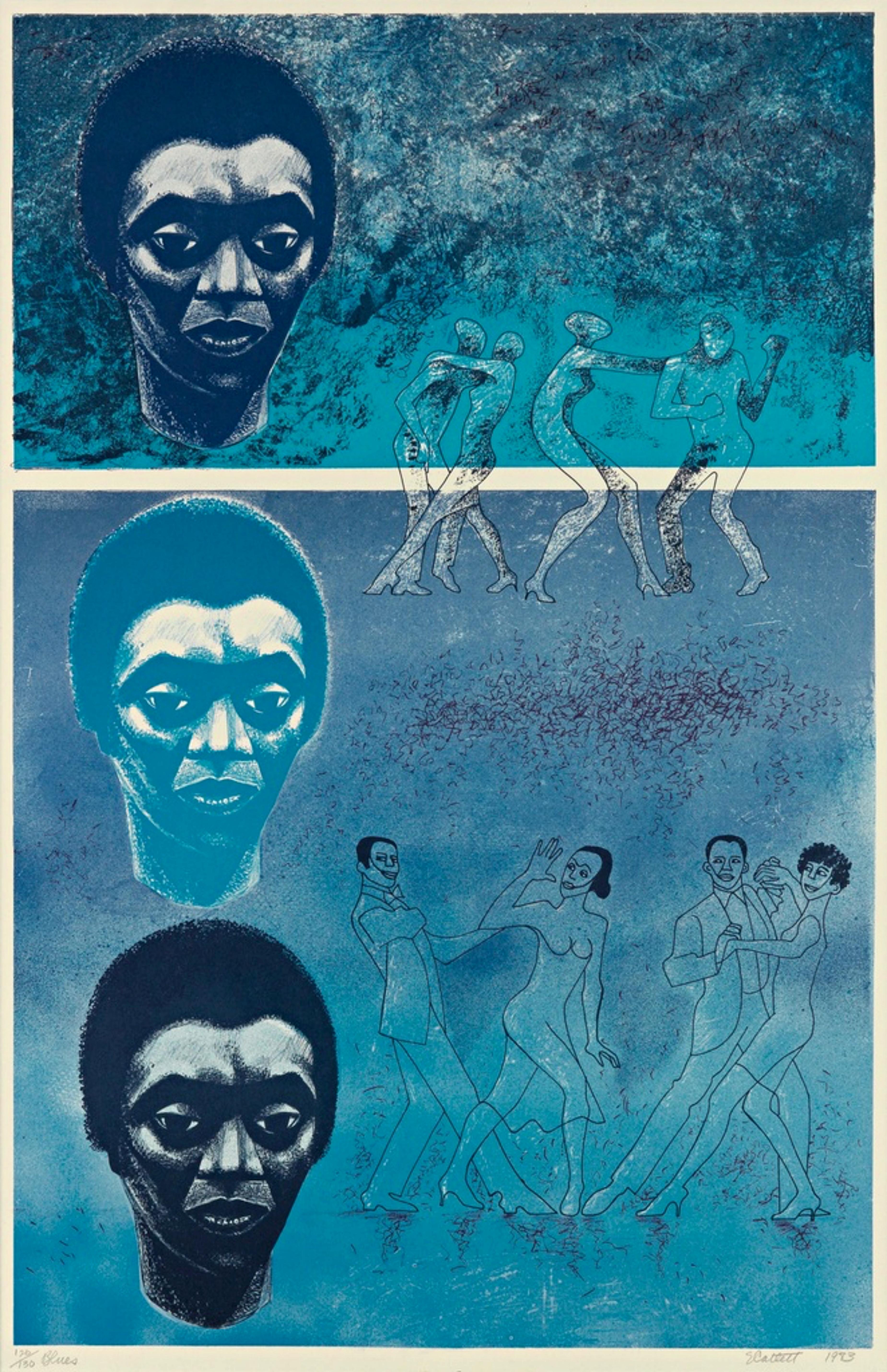 Blues, important signed/N lithograph by renowned African American artist Framed - Print by Elizabeth Catlett
