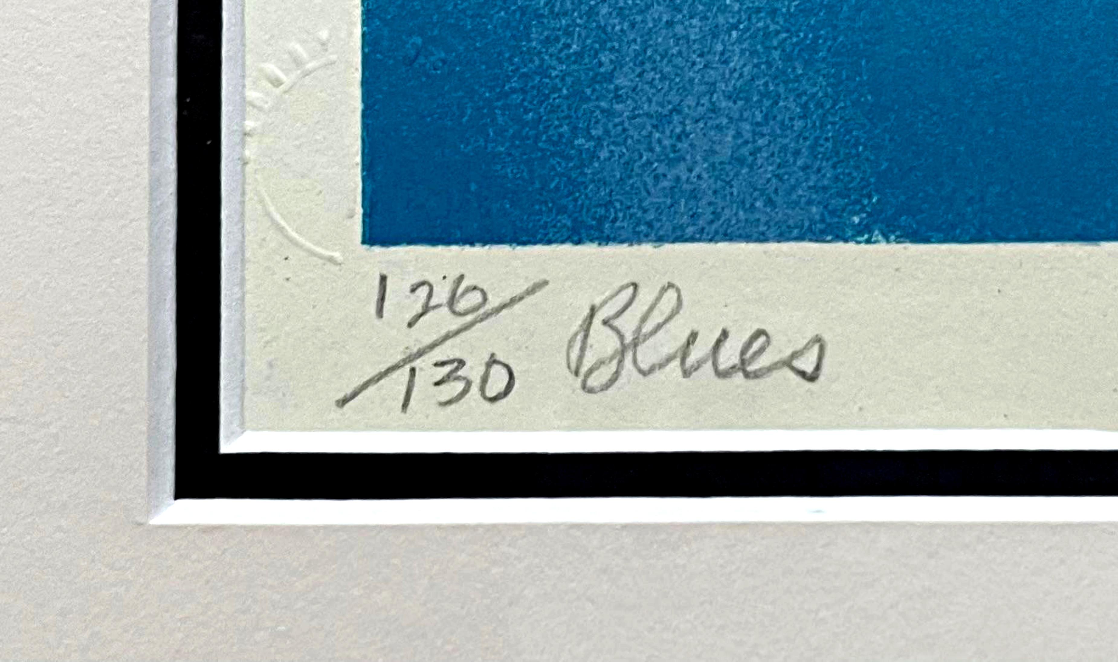 Blues, litografía firmada/N de edición limitada, afamado artista afroamericano Enmarcado en venta 1