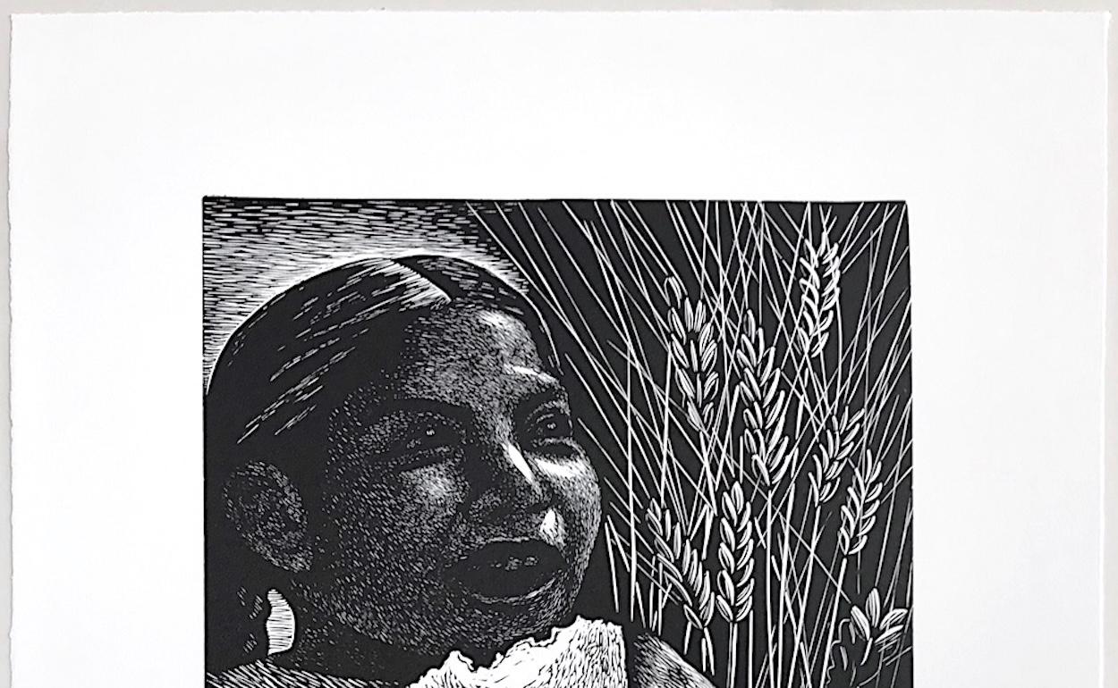 PAN (Derecho Alimentarse) El Derecho a Comer, creado por la grabadora y escultora afroamericana Elizabeth Catlett.

PAN es un retrato realista cortado en linóleo que representa a una joven mexicana con el pelo trenzado comiendo un trozo de pan. PAN