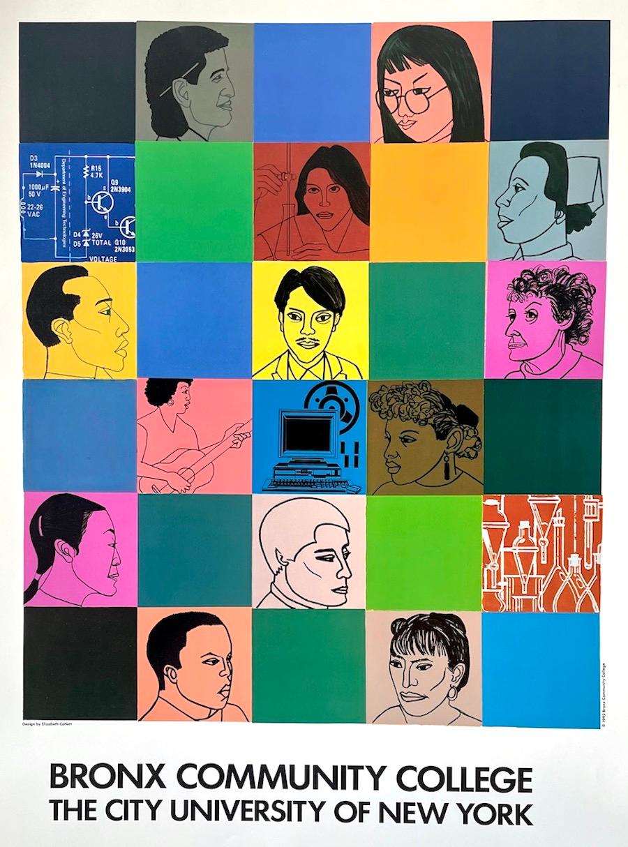 BRONX COMMUNITY COLLEGE Vintage-Kunstplakat 1992, Wissenschaftliche Technikerziehung – Print von Elizabeth Catlett