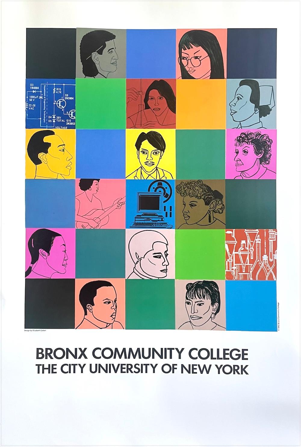 BRONX COMMUNITY COLLEGE Vintage Art Poster 1992, Ciencia Tecnología Educación