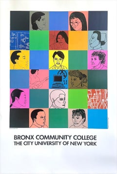 BRONX COMMUNITY COLLEGE Vintage Art Poster 1992, Ciencia Tecnología Educación